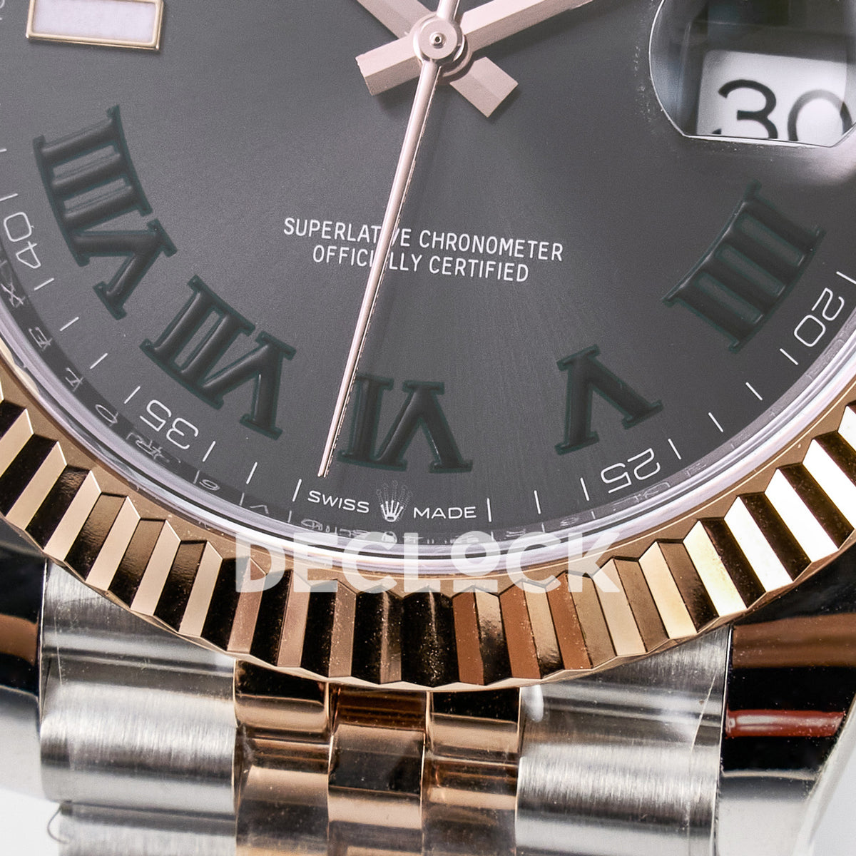 Rolex Datejust 41 126331 Wimbledon Rose Gold ARF Jubilee Gain Weight — Κάτω στεφάνη και δείκτες