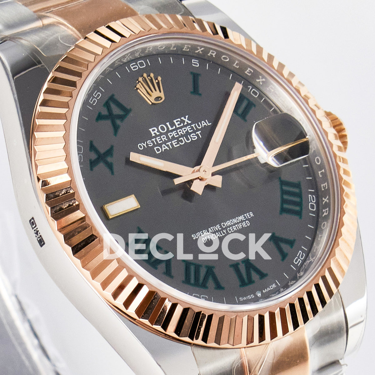 Rolex Datejust 41 126331 Wimbledon Rose Gold ARF Oyster Gain Weight — Λοξή όψη καντράν