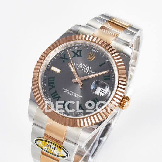 Rolex Datejust 41 126331 Wimbledon Rose Gold ARF Oyster Gain Weight — Ολόκληρο ρολόι σε γωνία