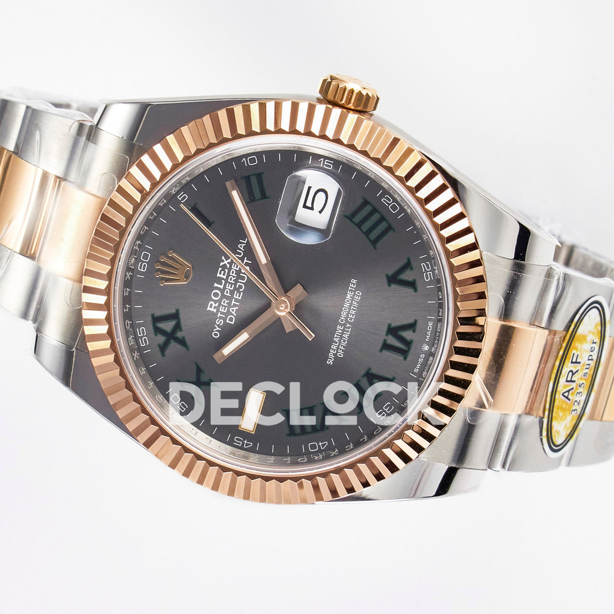 Rolex Datejust 41 126331 Wimbledon Rose Gold ARF Oyster Gain Weight — Οριζόντια όψη καντράν