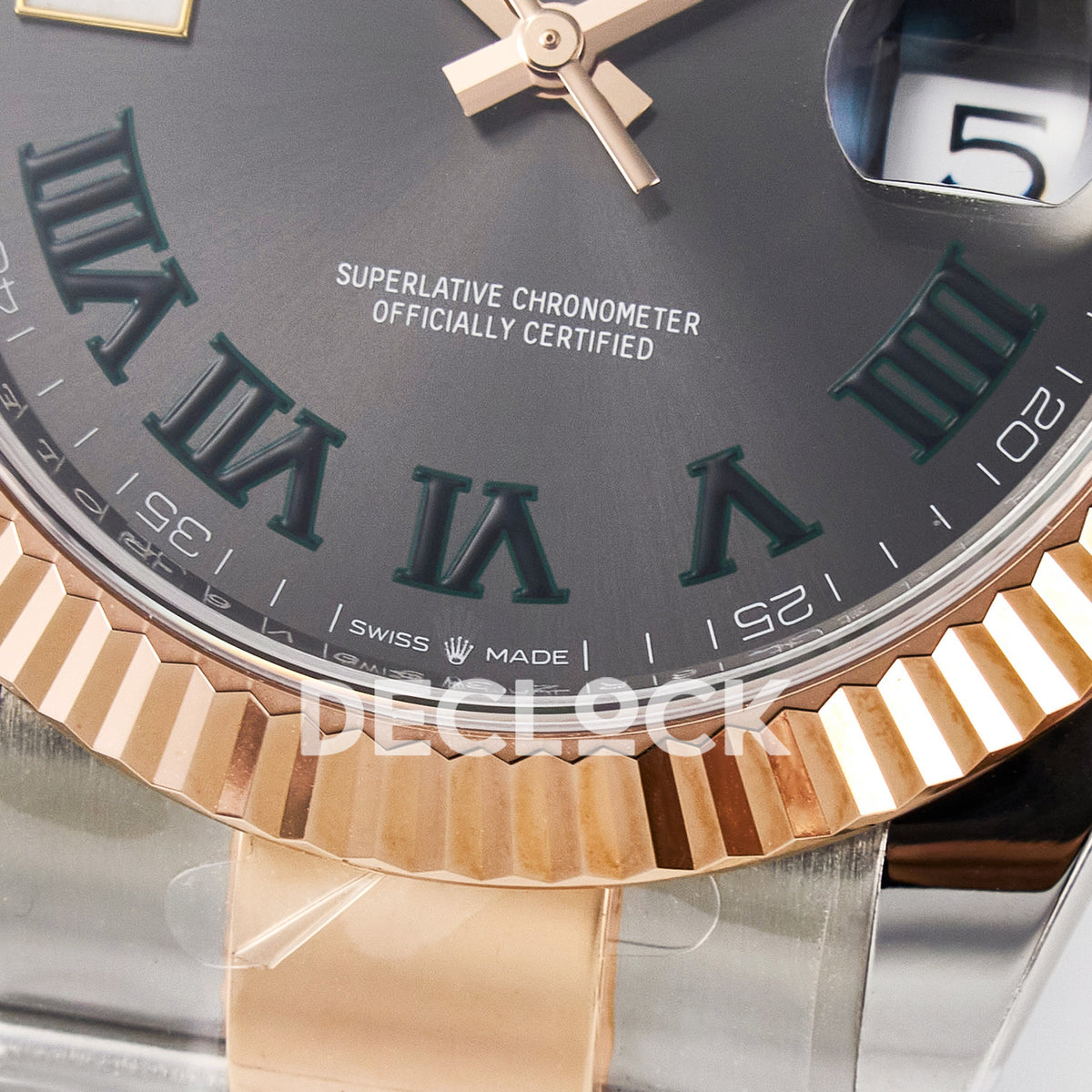 Rolex Datejust 41 126331 Wimbledon Rose Gold ARF Oyster Gain Weight — Κάτω στεφάνη και δείκτες