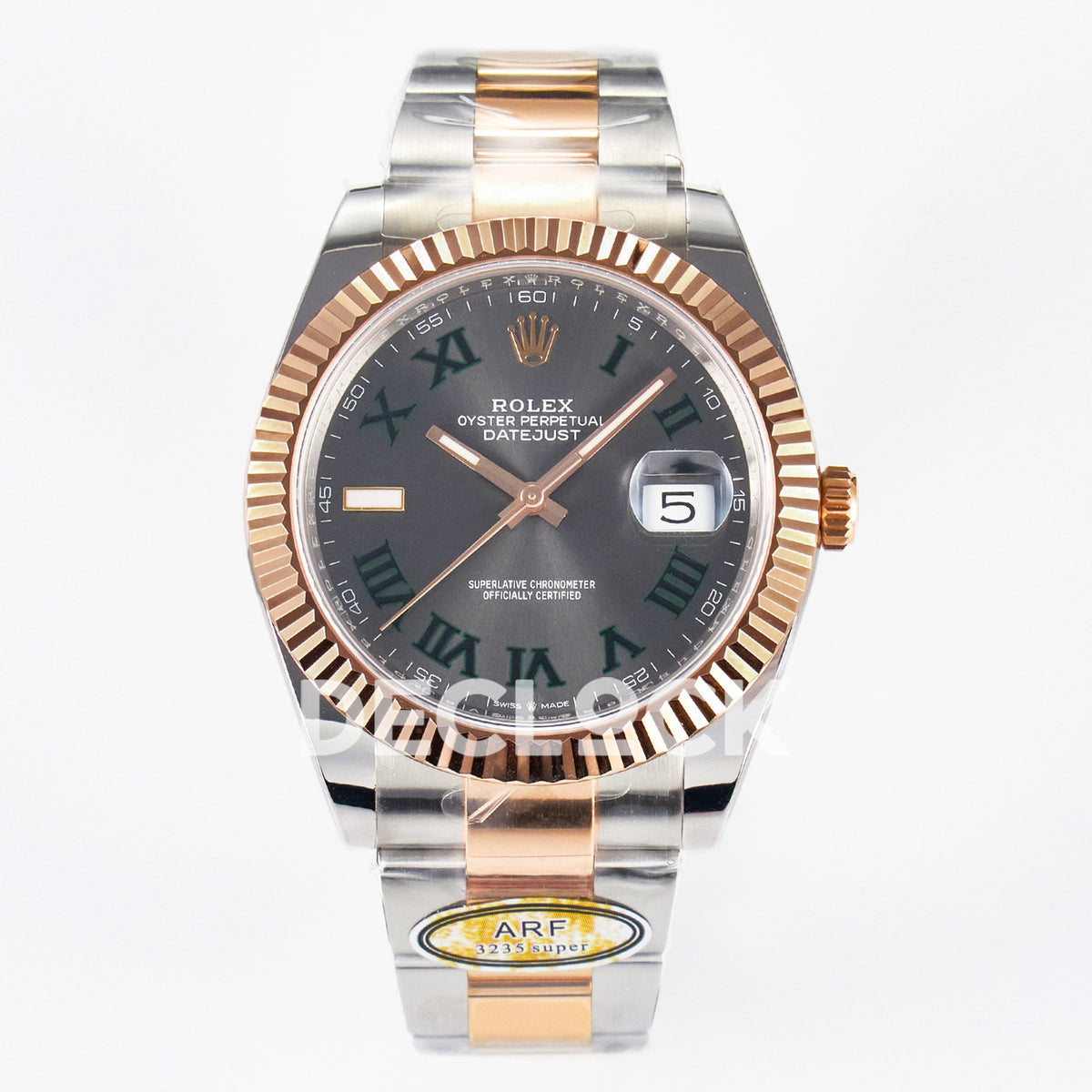Rolex Datejust 41 126331 Wimbledon Rose Gold ARF Oyster Gain Weight — Μπροστινή όψη
