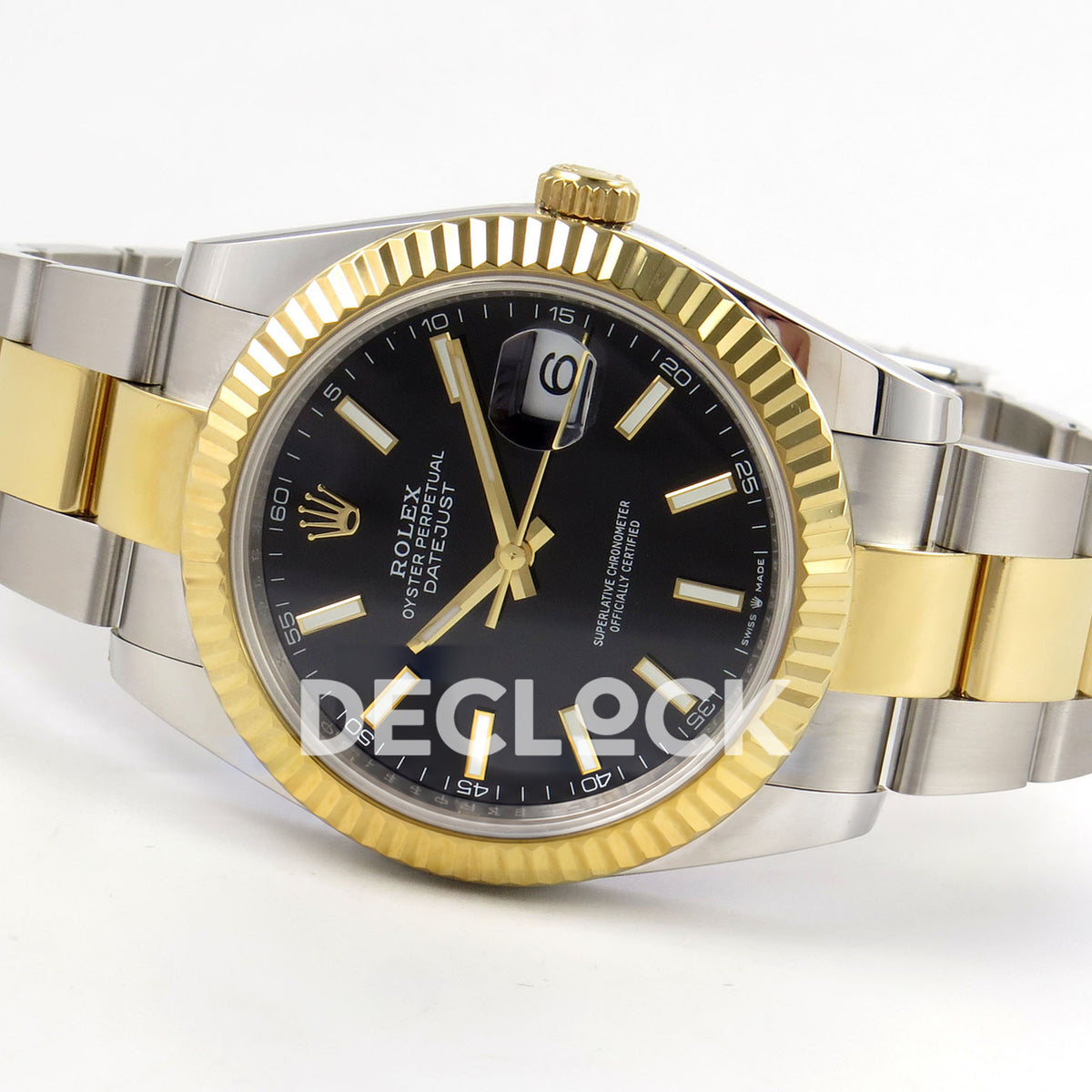 Rolex Datejust 41 126333 QF black baton dial and two-tone Oyster bracelet, opposite angled view