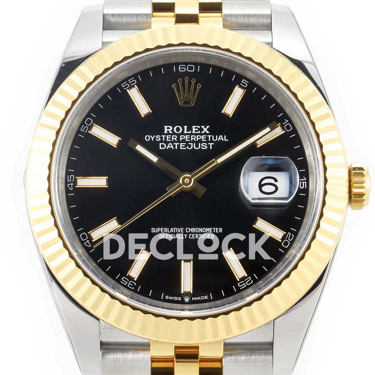 Rolex Datejust 41 126333 Black Yellow Gold Clean Jubilee — Κοντινή όψη καντράν