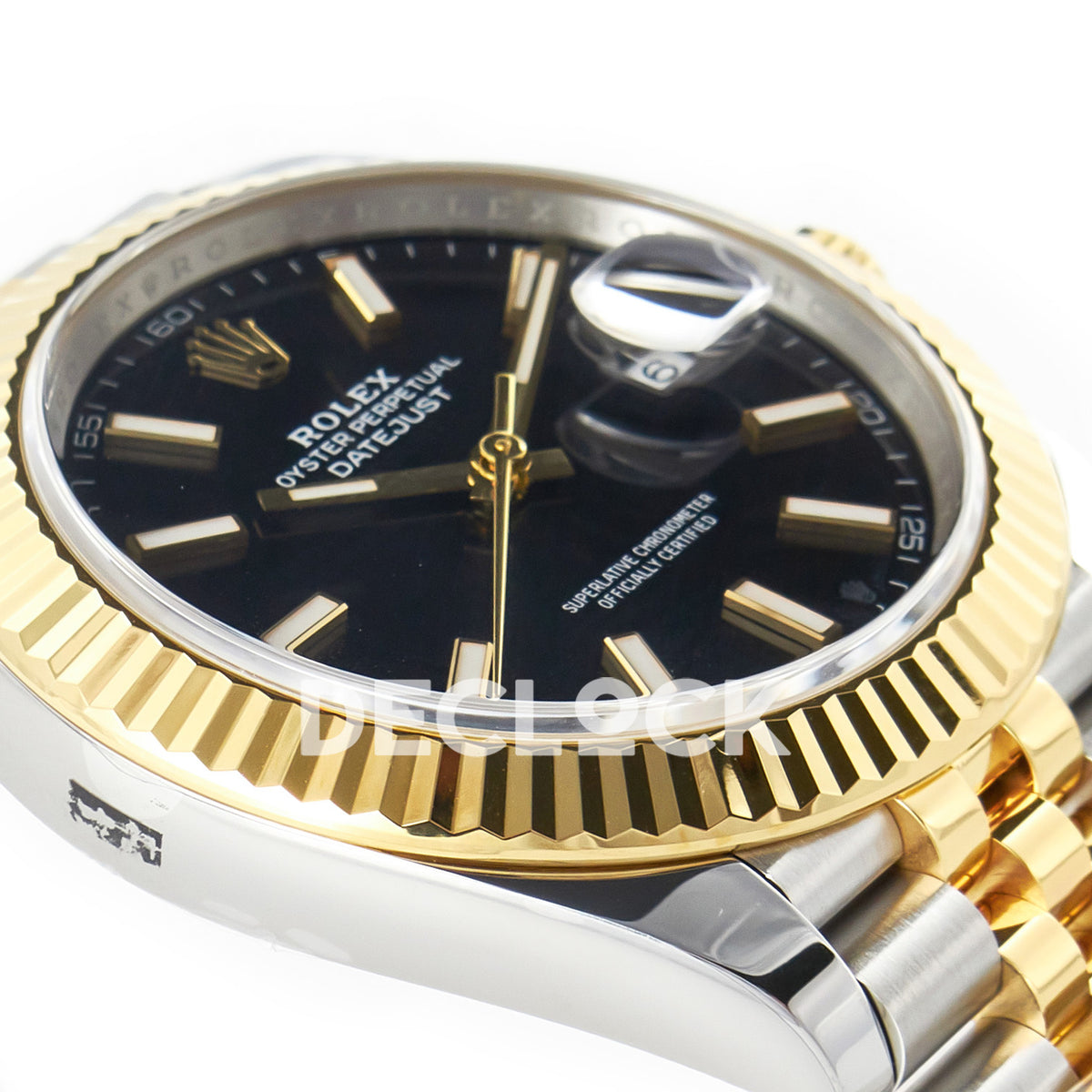 Rolex Datejust 41 126333 Black Yellow Gold Clean Jubilee — Λοξή όψη στεφάνης