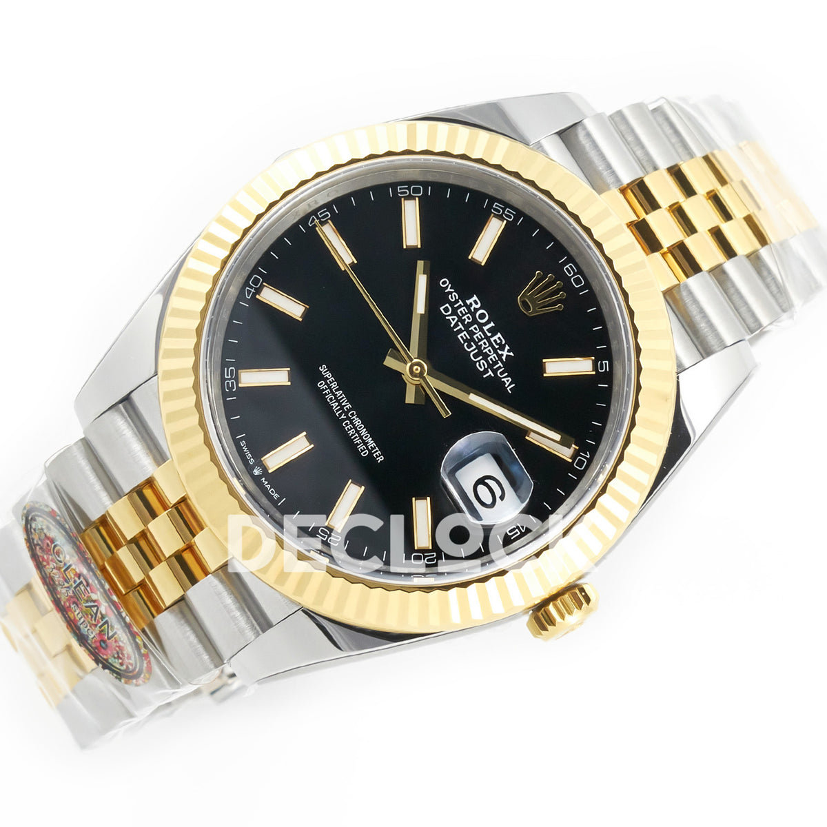 Rolex Datejust 41 126333 Black Yellow Gold Clean Jubilee — Οριζόντια όψη καντράν