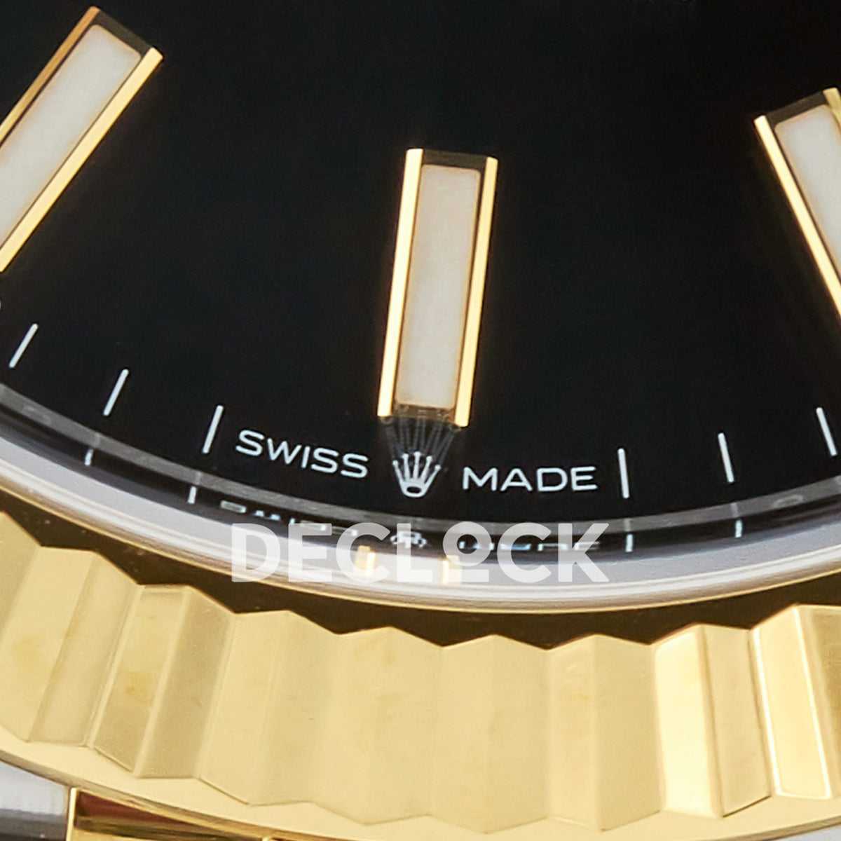 Rolex Datejust 41 126333 Black Yellow Gold Clean Jubilee — Κάτω στεφάνη και δείκτες