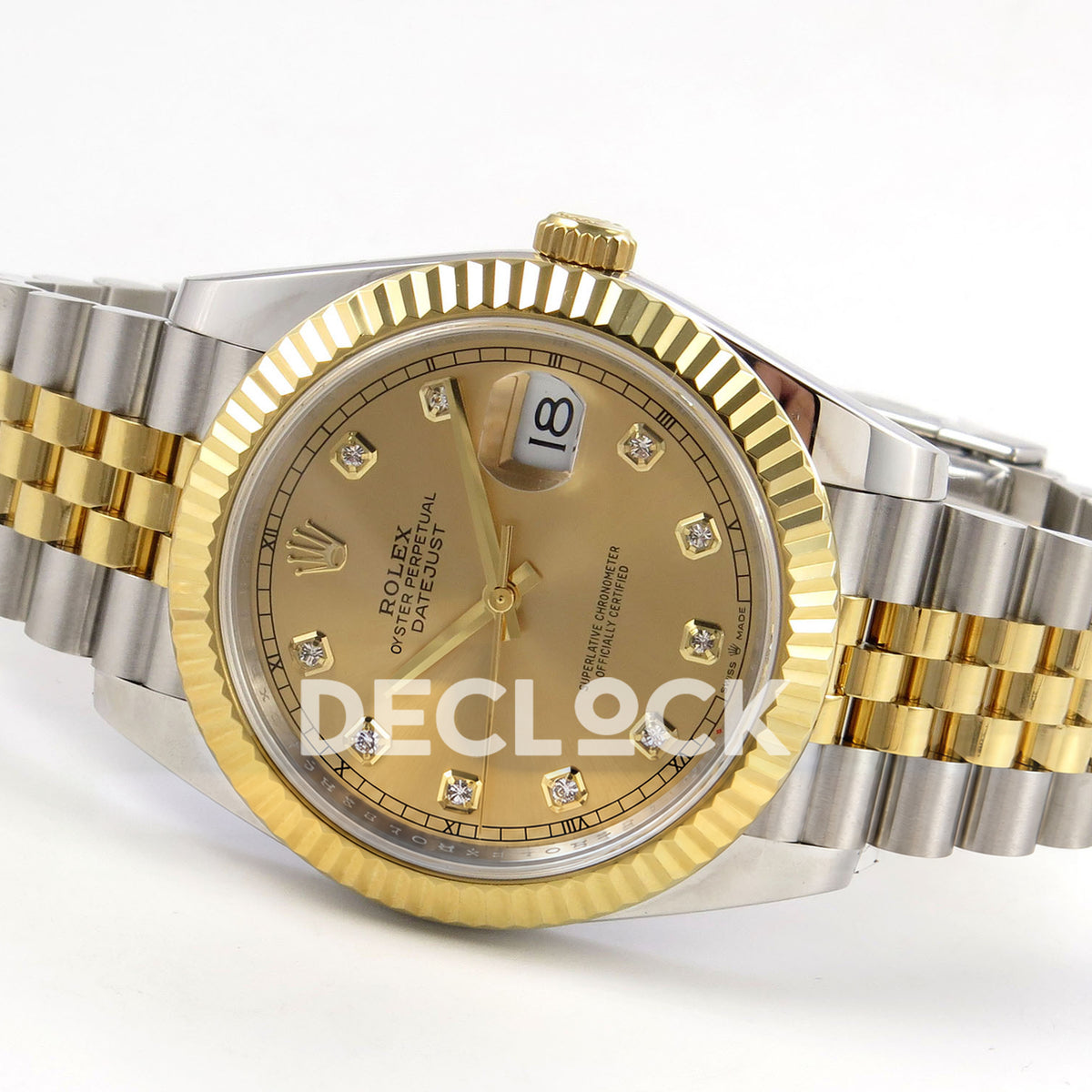 Rolex Datejust 41 126333 QF - champagne gem dial and two-tone Jubilee bracelet, right angled view