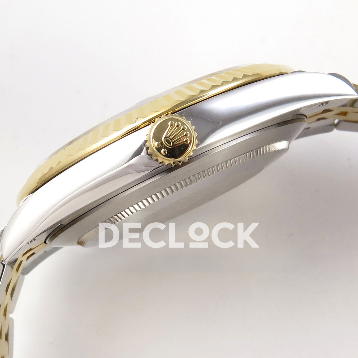 Rolex Datejust 41 126333 Champagne Diamond Jubilee QF JH3235 Free Sprung replica - yellow winding crown and polished case profile