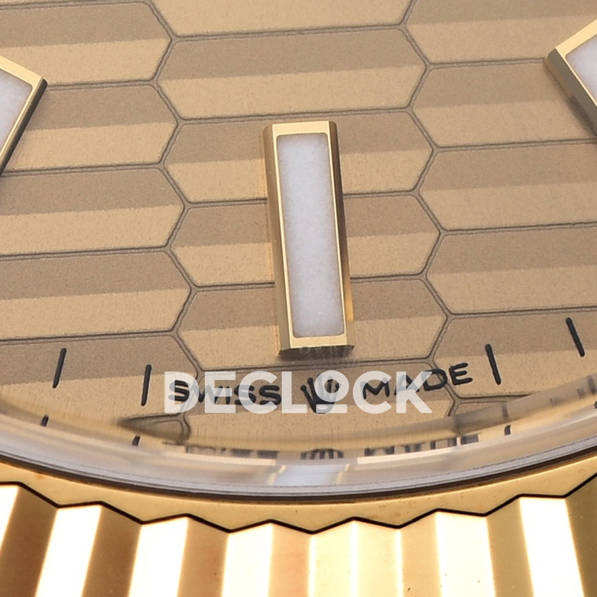 Rolex Datejust 41 126333 Champagne Motif Oyster — Λεπτομέρεια δεικτών καντράν