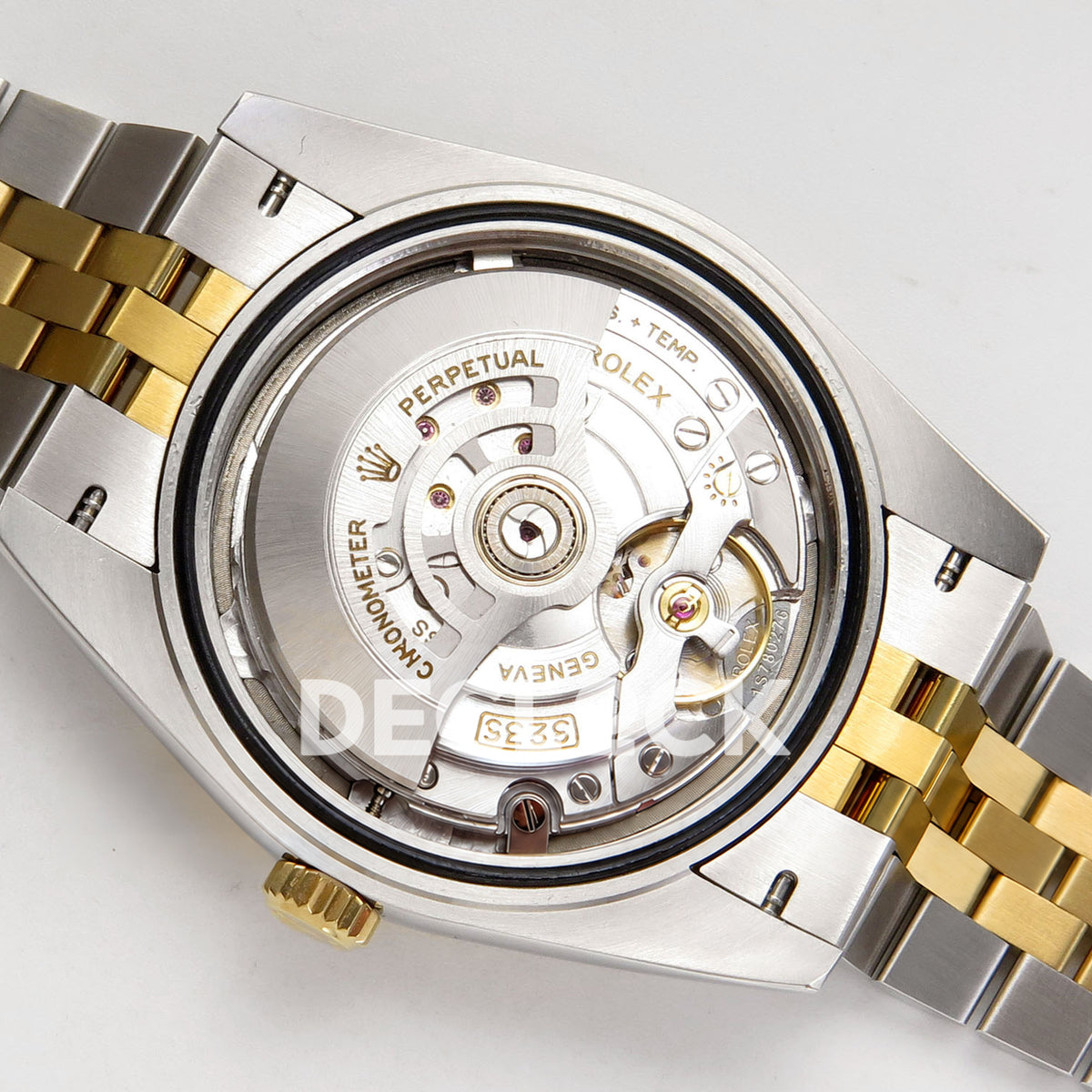 Rolex Datejust 41 126333 Green Roman Jubilee QF JH3235 Free Sprung replica - exposed automatic movement with rotor to the left and balance visible