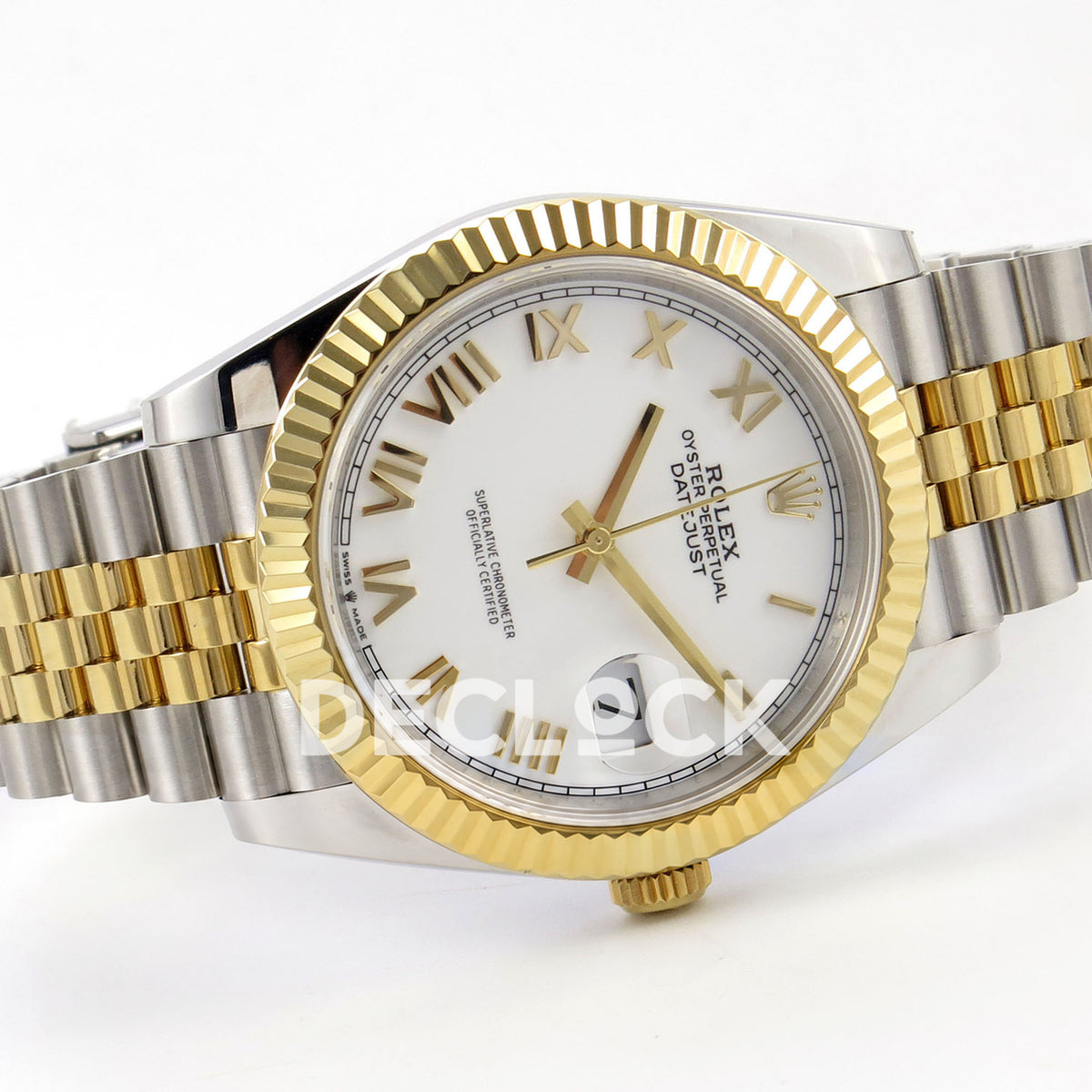 Rolex Datejust 41 126333 QF - white gold-Roman dial and two-tone Jubilee bracelet, left angled view
