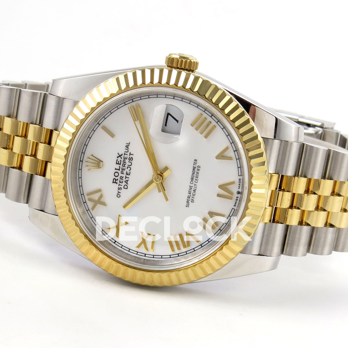 Rolex Datejust 41 126333 QF - white gold-Roman dial and two-tone Jubilee bracelet, right angled view