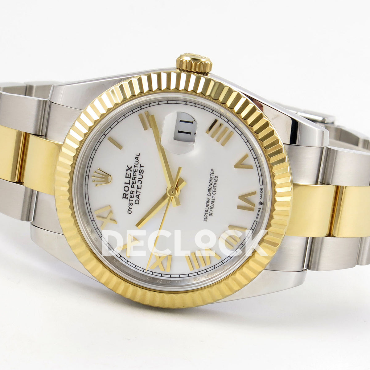 Rolex Datejust 41 126333 QF white Roman dial and two-tone Oyster bracelet, opposite angled view