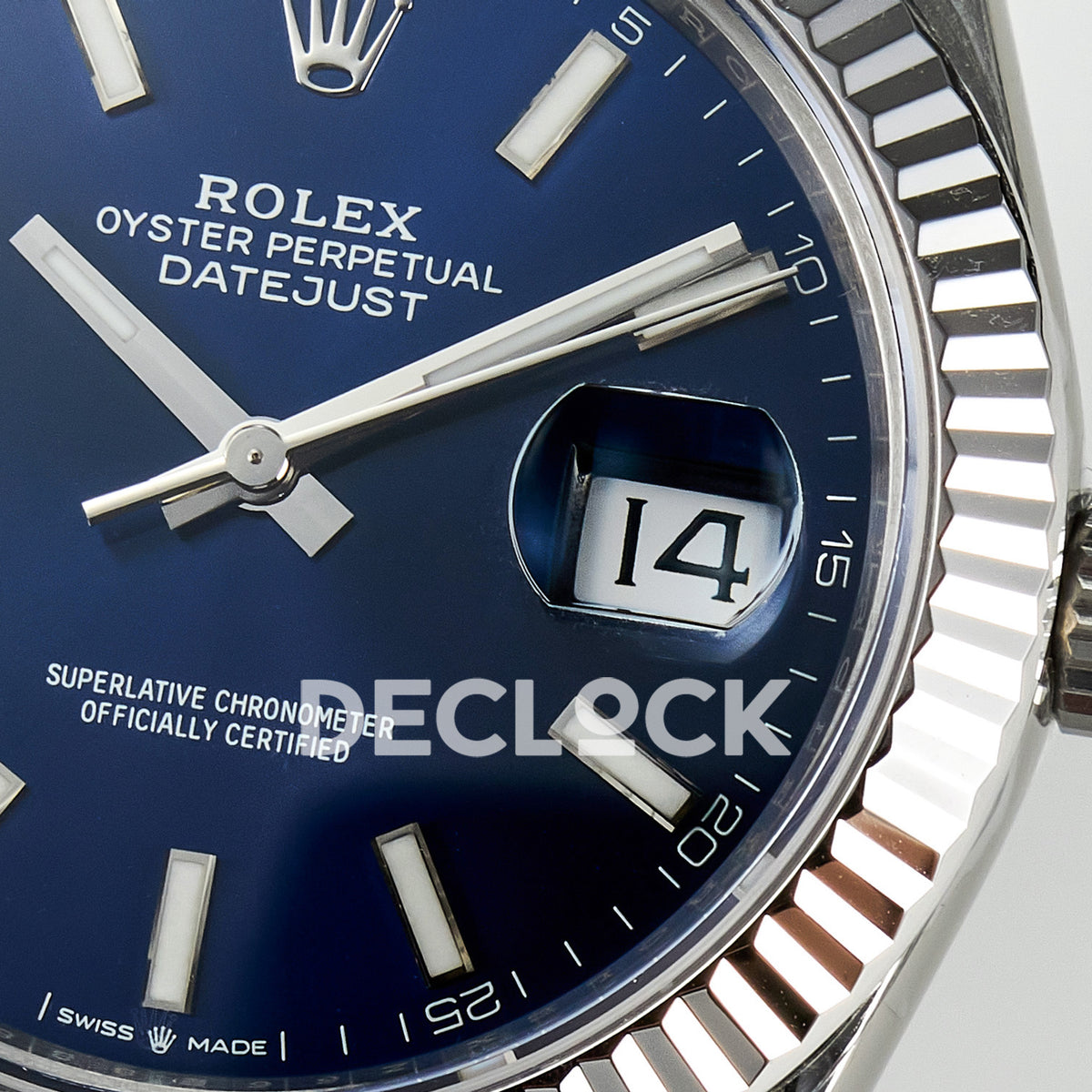 Rolex Datejust 41 126334 Blue VSF Jubilee — Λεπτομέρεια καντράν και κορώνας
