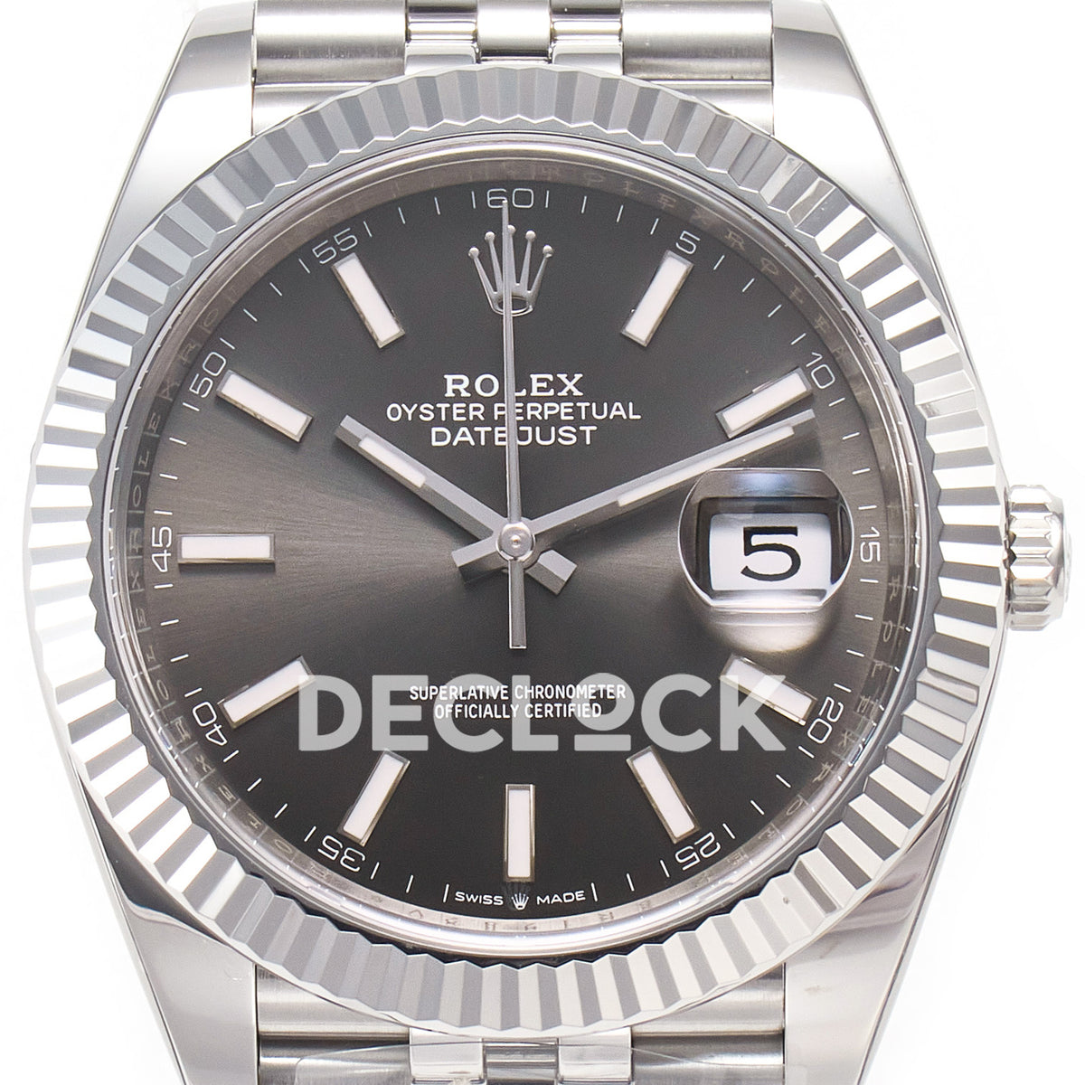 Rolex Datejust 41 126334 Grey Rhodium Clean Jubilee — Κοντινή όψη καντράν