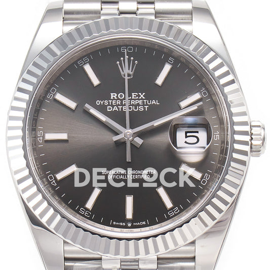 Rolex Datejust 41 126334 Grey Rhodium Clean Jubilee — Κοντινή όψη καντράν