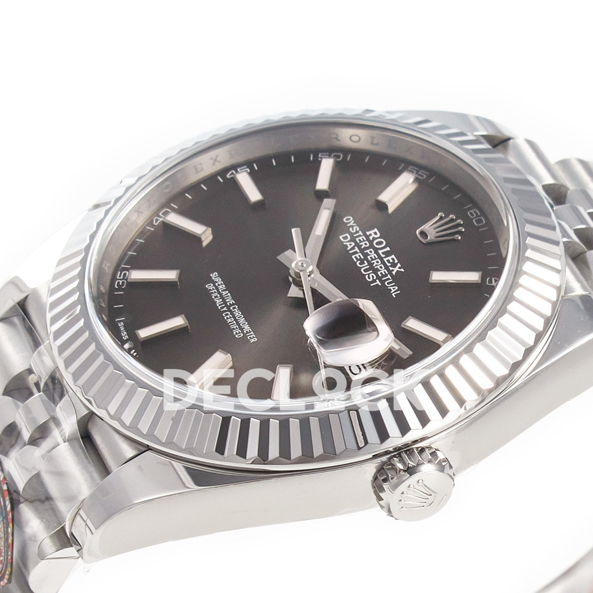 Rolex Datejust 41 126334 Grey Rhodium Clean Jubilee — Καντράν και κορώνα