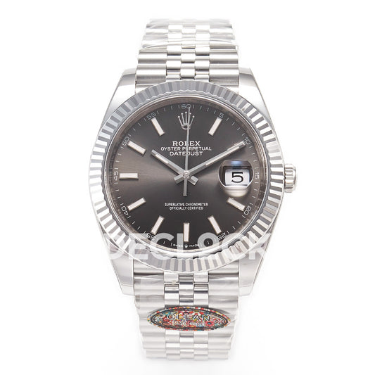 Rolex Datejust 41 126334 Grey Rhodium Clean Jubilee — Μπροστινή όψη