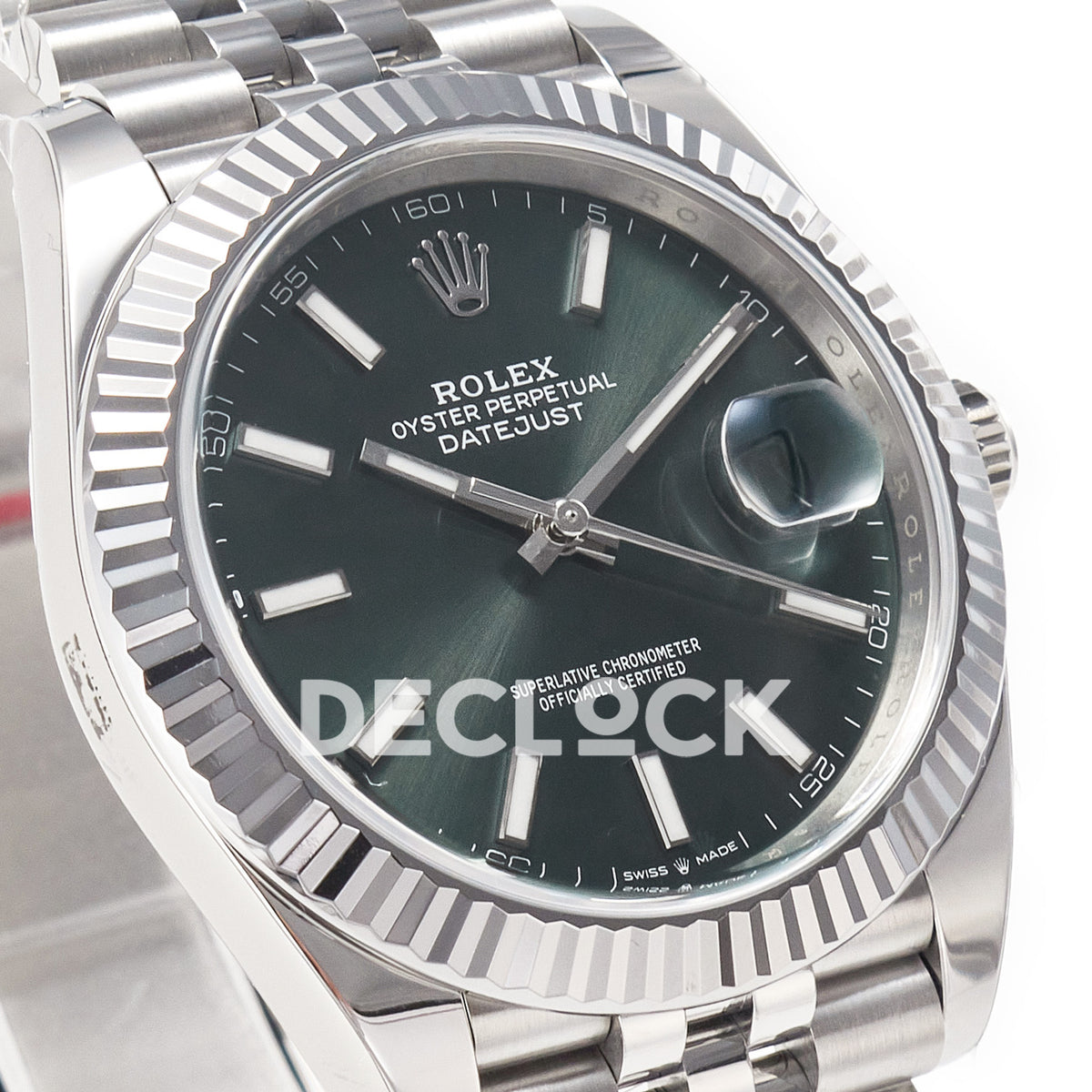 Rolex Datejust 41 126334 Mint Green Clean Jubilee — Λοξή όψη καντράν