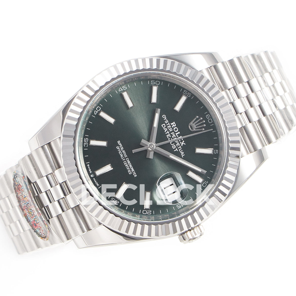Rolex Datejust 41 126334 Mint Green Clean Jubilee — Οριζόντια όψη καντράν
