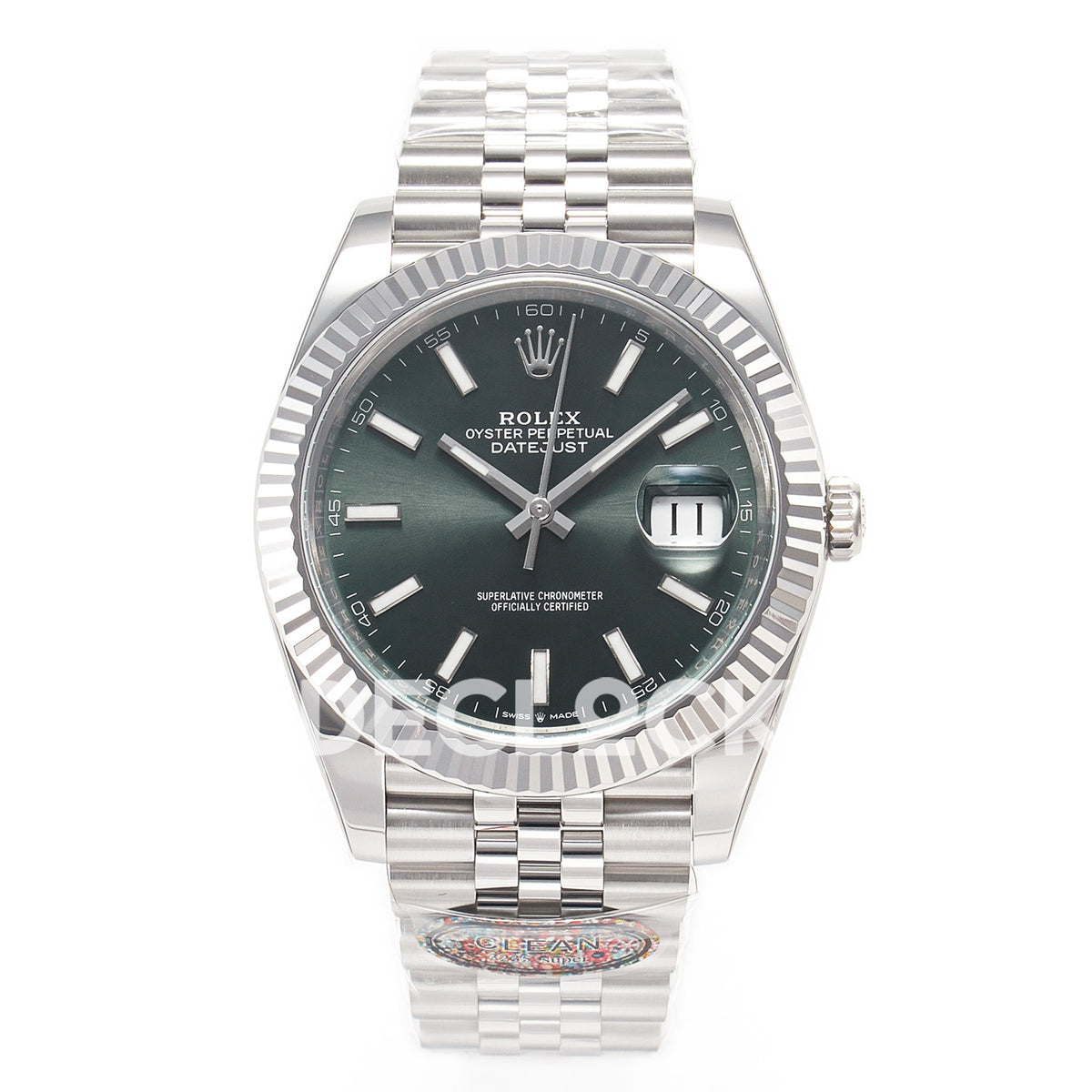 Rolex Datejust 41 126334 Mint Green Clean Jubilee — Μπροστινή όψη
