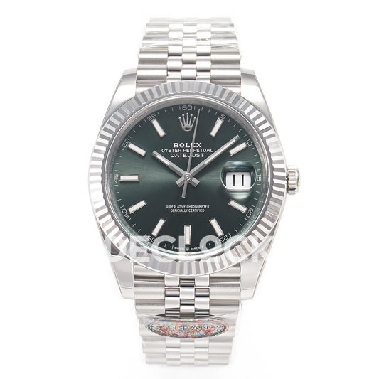 Rolex Datejust 41 126334 Mint Green Clean Jubilee — Μπροστινή όψη