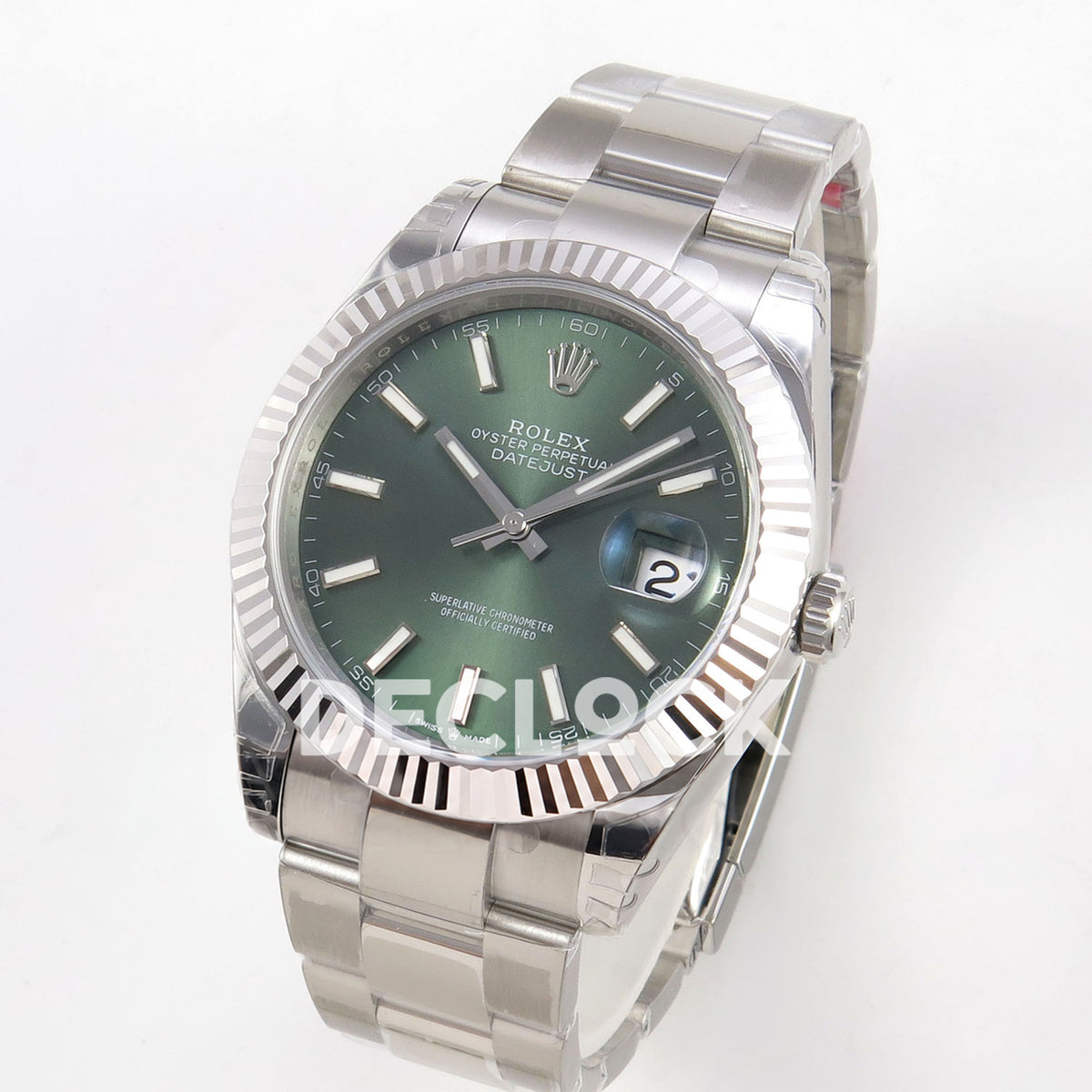 Rolex Datejust 41 126334 VSF Green Stick Dial Oyster VS3235 V2s replica - three quarter