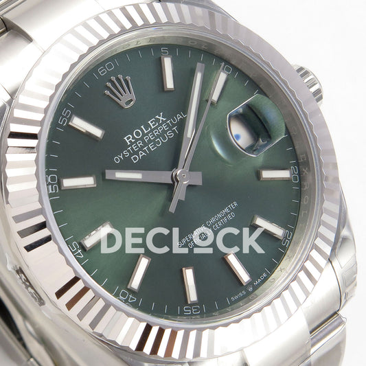 Rolex Datejust 41 126334 VSF Green Stick Dial Oyster VS3235 V2s replica - dial angle left