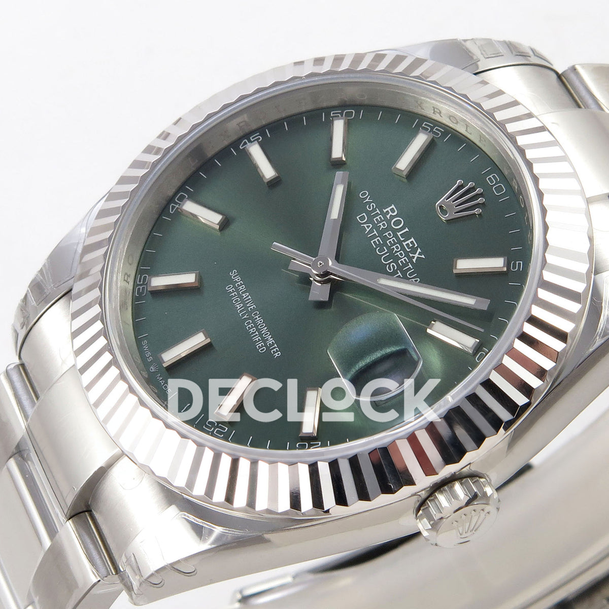 Rolex Datejust 41 126334 VSF Green Stick Dial Oyster VS3235 V2s replica - dial angle right