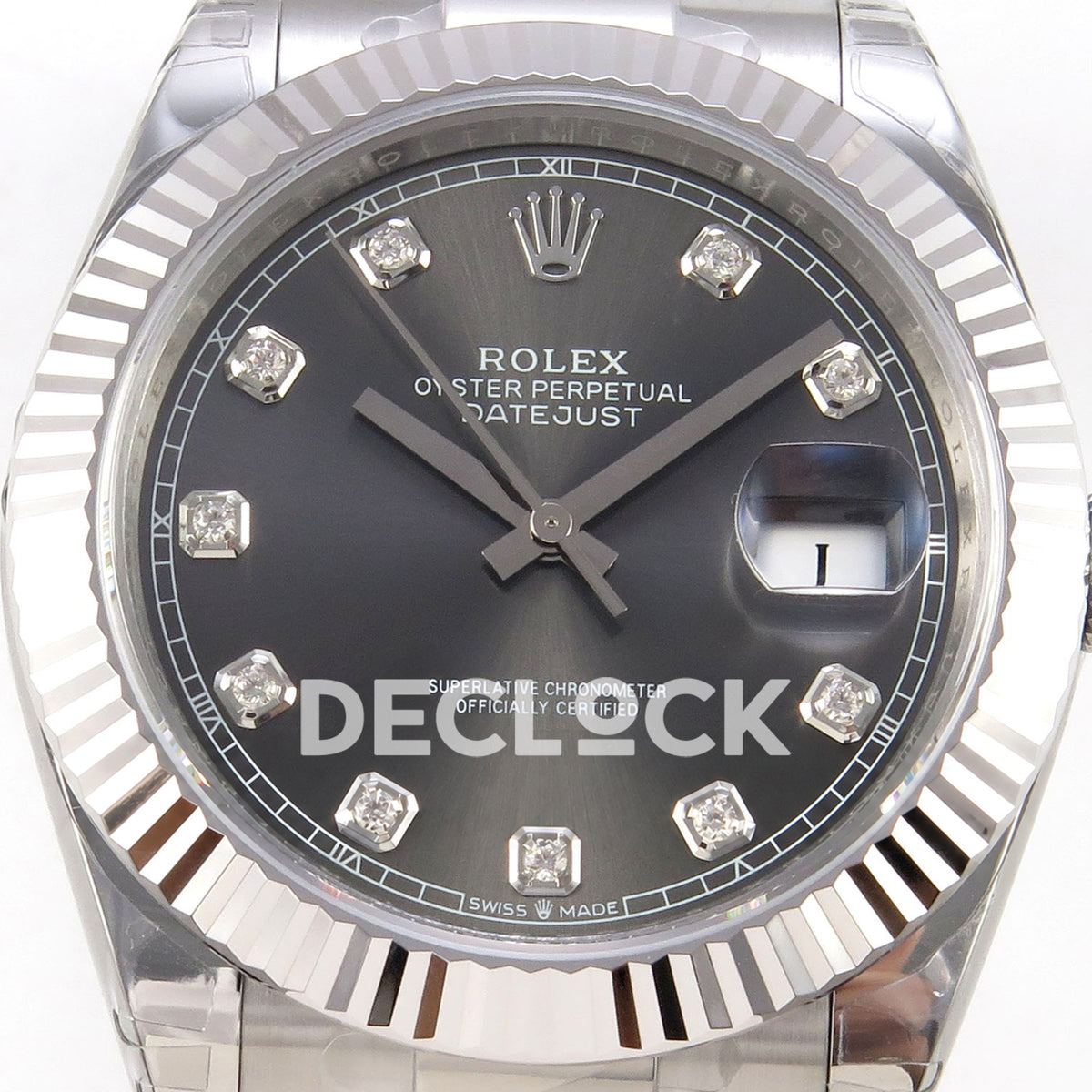 Rolex Datejust 41 126334 VSF Grey Diamond Dial Oyster VS3235 V2s replica - dial closeup