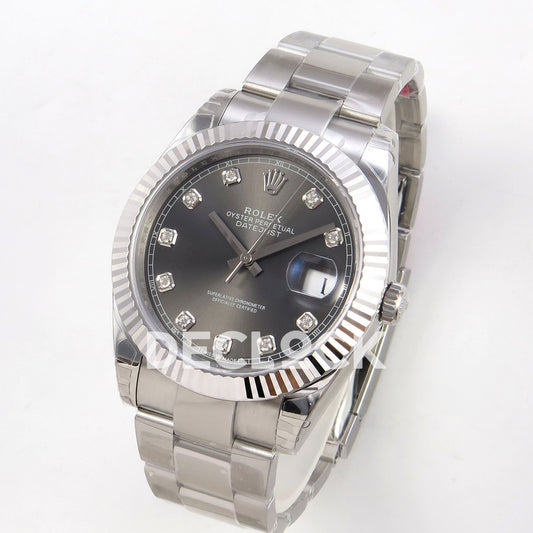 Rolex Datejust 41 126334 VSF Grey Diamond Dial Oyster VS3235 V2s replica - three quarter