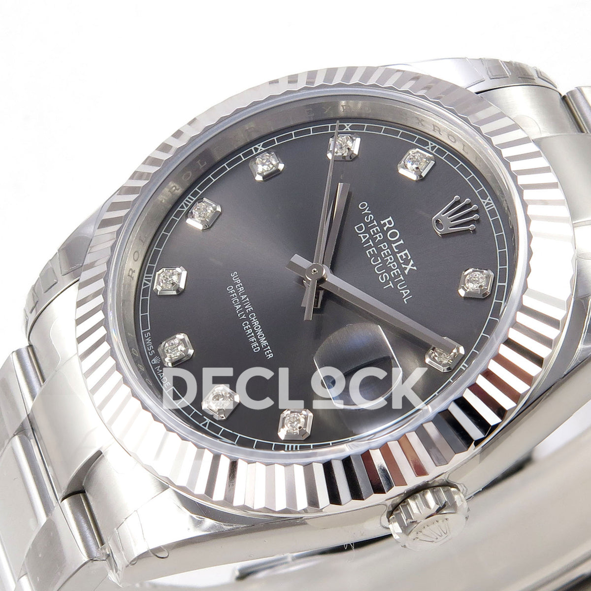 Rolex Datejust 41 126334 VSF Grey Diamond Dial Oyster VS3235 V2s replica - dial angle right