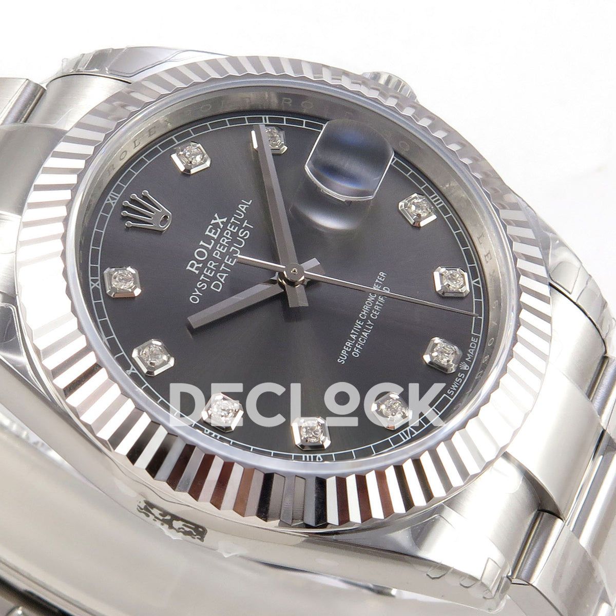Rolex Datejust 41 126334 VSF Grey Diamond Dial Oyster VS3235 V2s replica - dial side angle