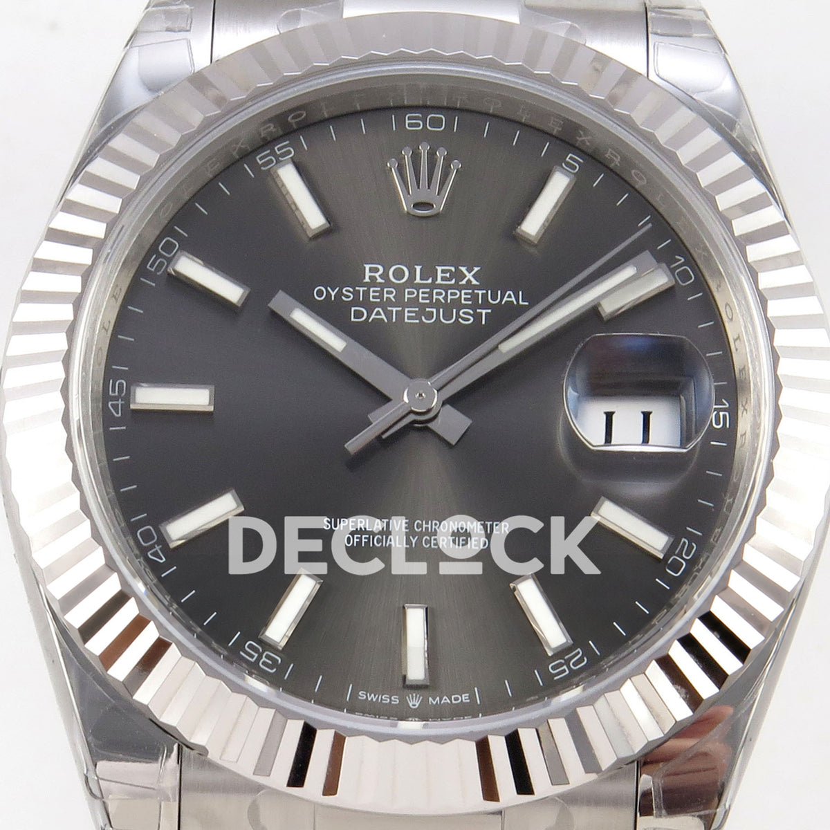 Rolex Datejust 41 126334 VSF Grey Stick Dial Oyster VS3235 V2s replica - dial closeup
