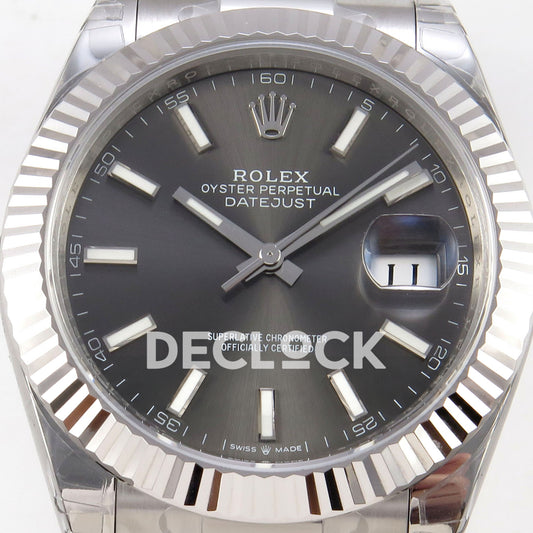 Rolex Datejust 41 126334 VSF Grey Stick Dial Oyster VS3235 V2s replica - dial closeup