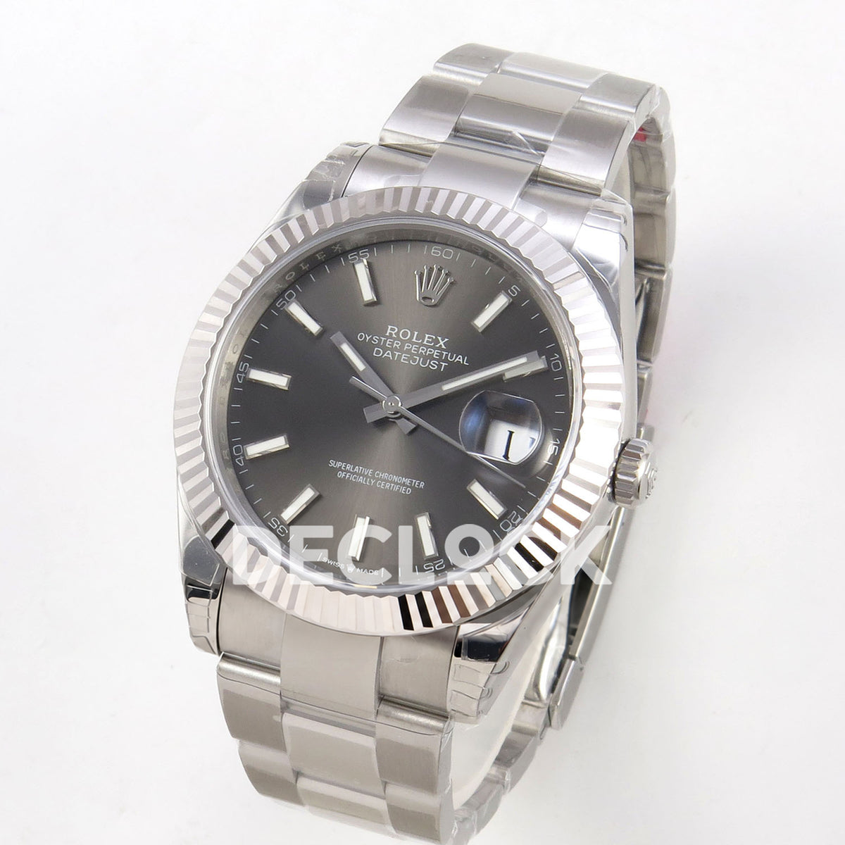 Rolex Datejust 41 126334 VSF Grey Stick Dial Oyster VS3235 V2s replica - three quarter