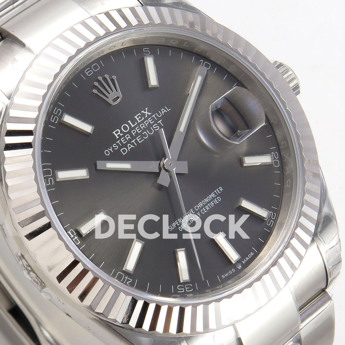 Rolex Datejust 41 126334 VSF Grey Stick Dial Oyster VS3235 V2s replica - dial angle left