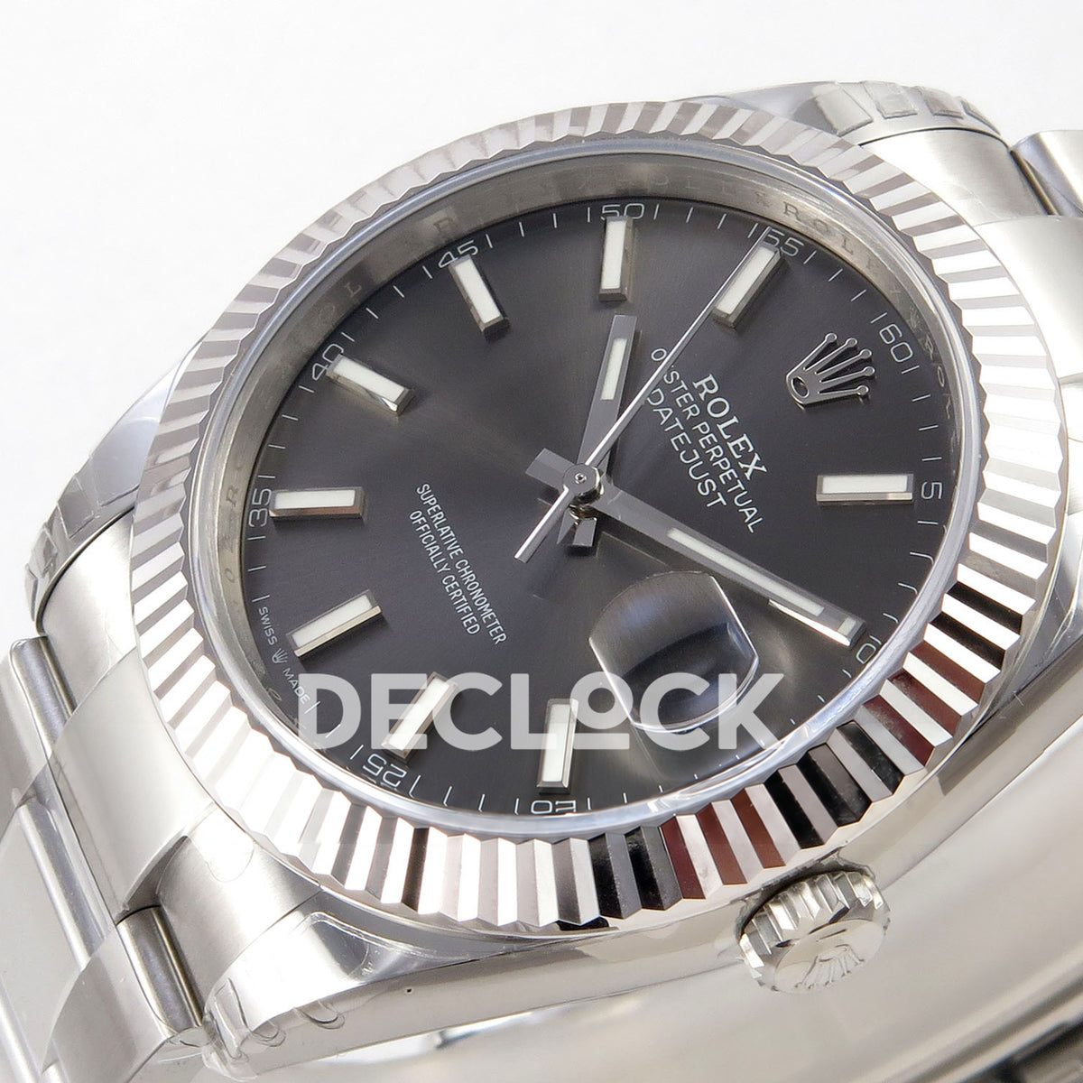 Rolex Datejust 41 126334 VSF Grey Stick Dial Oyster VS3235 V2s replica - dial angle right