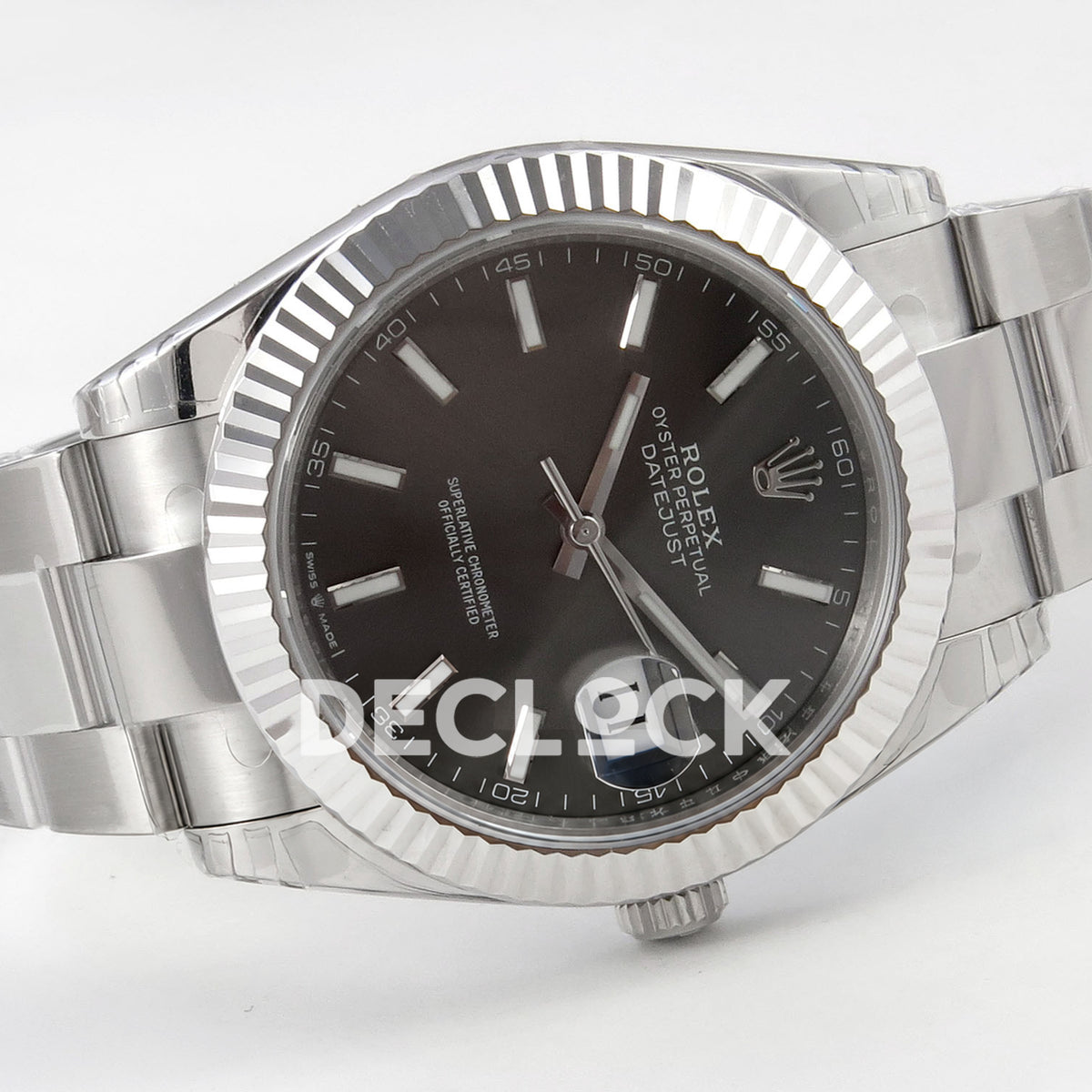 Rolex Datejust 41 126334 VSF Grey Stick Dial Oyster VS3235 V2s replica - full watch left
