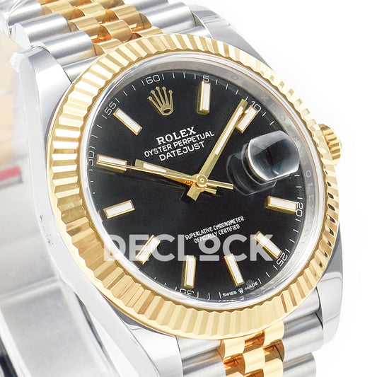 Rolex Datejust 41 Black Yellow Gold Clean Jubilee — Λοξή όψη καντράν