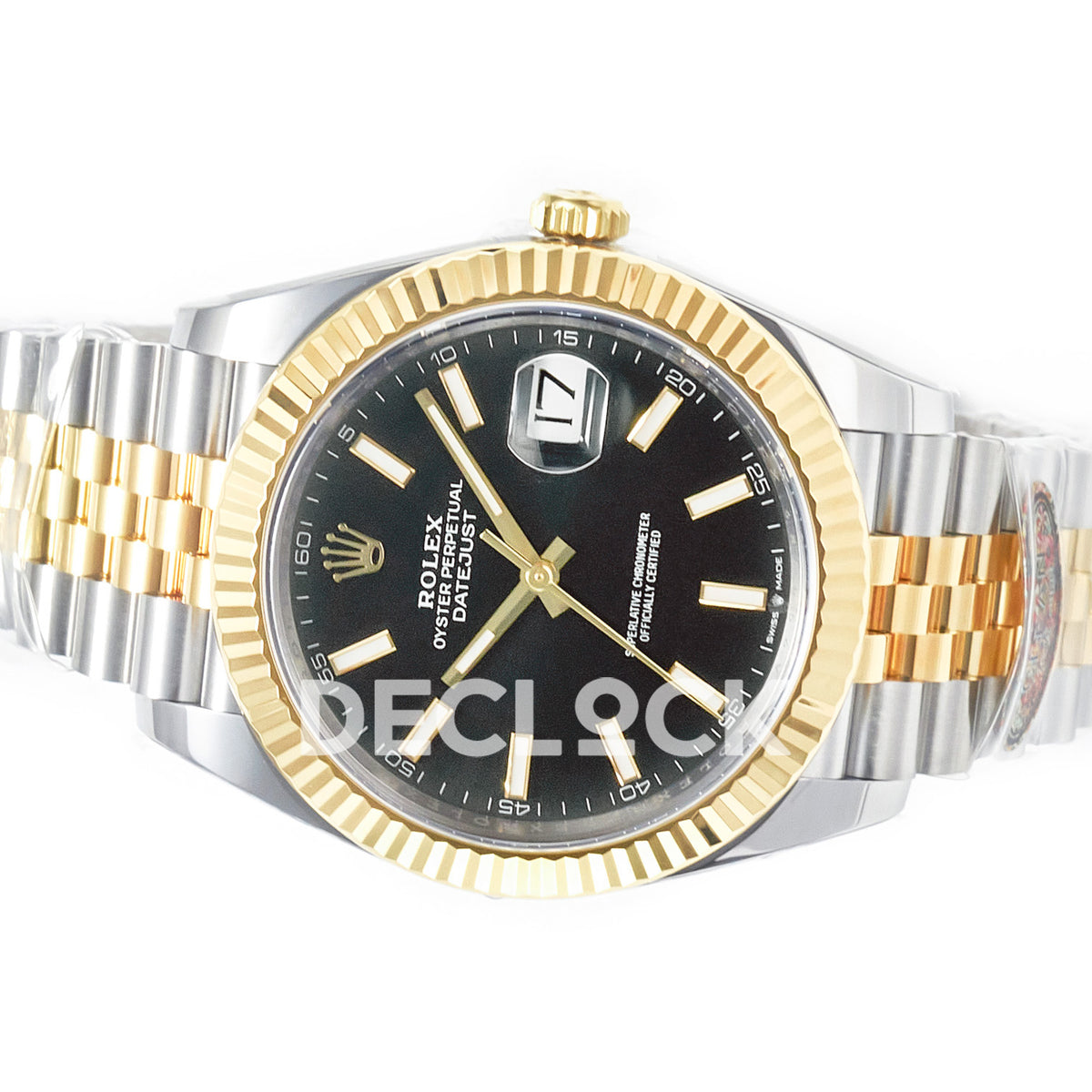 Rolex Datejust 41 Black Yellow Gold Clean Jubilee — Οριζόντια όψη με μπρασελέ