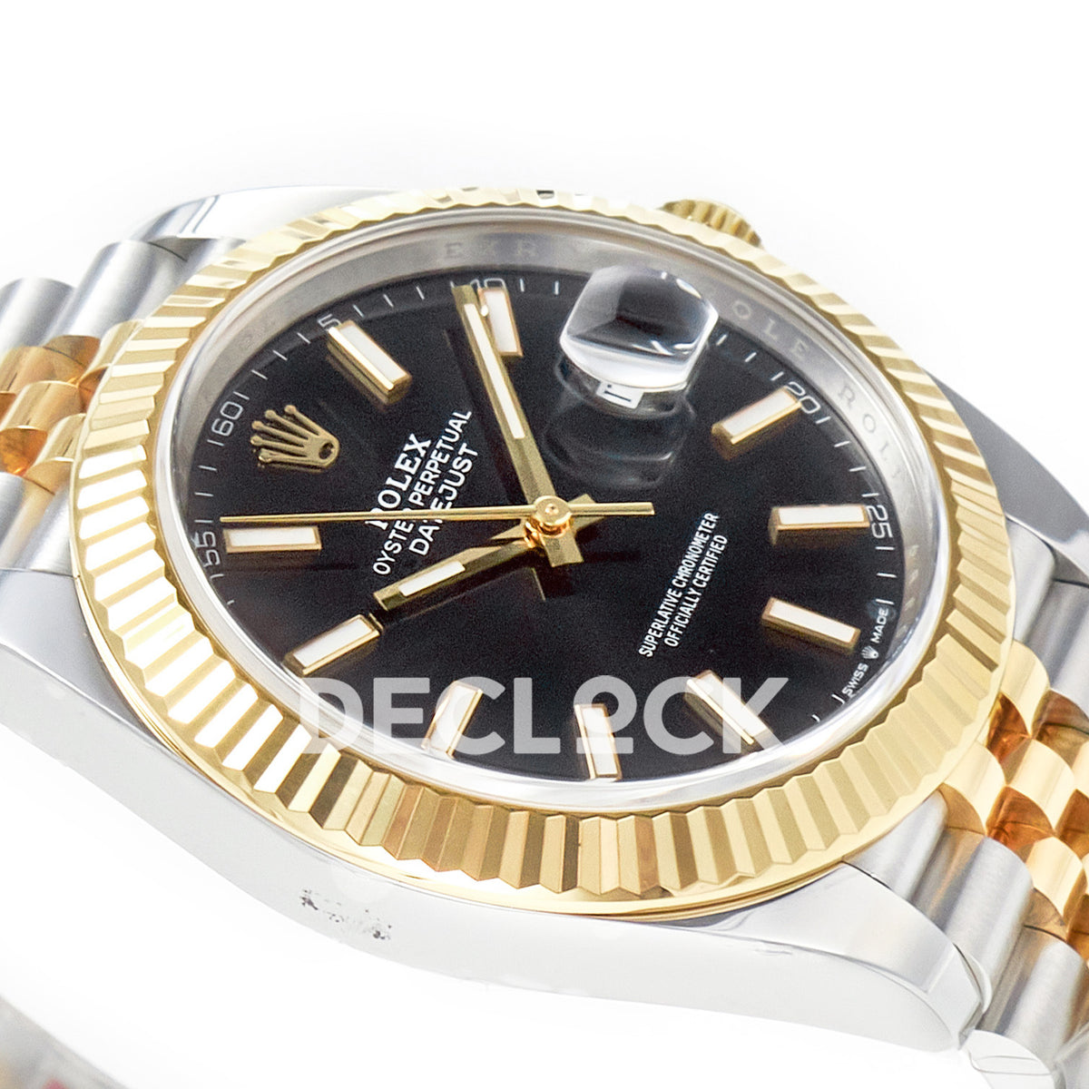 Rolex Datejust 41 Black Yellow Gold Clean Jubilee — Λοξή όψη στεφάνης