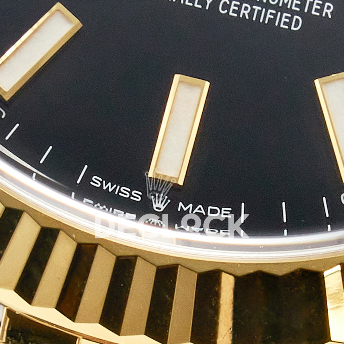 Rolex Datejust 41 Black Yellow Gold Clean Jubilee — Κάτω στεφάνη και δείκτες