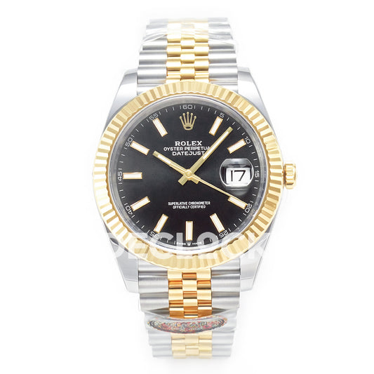 Rolex Datejust 41 Black Yellow Gold Clean Jubilee — Μπροστινή όψη