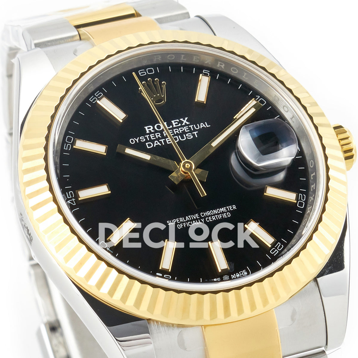 Rolex Datejust 41 Black Yellow Gold Clean Oyster — Λοξή όψη καντράν