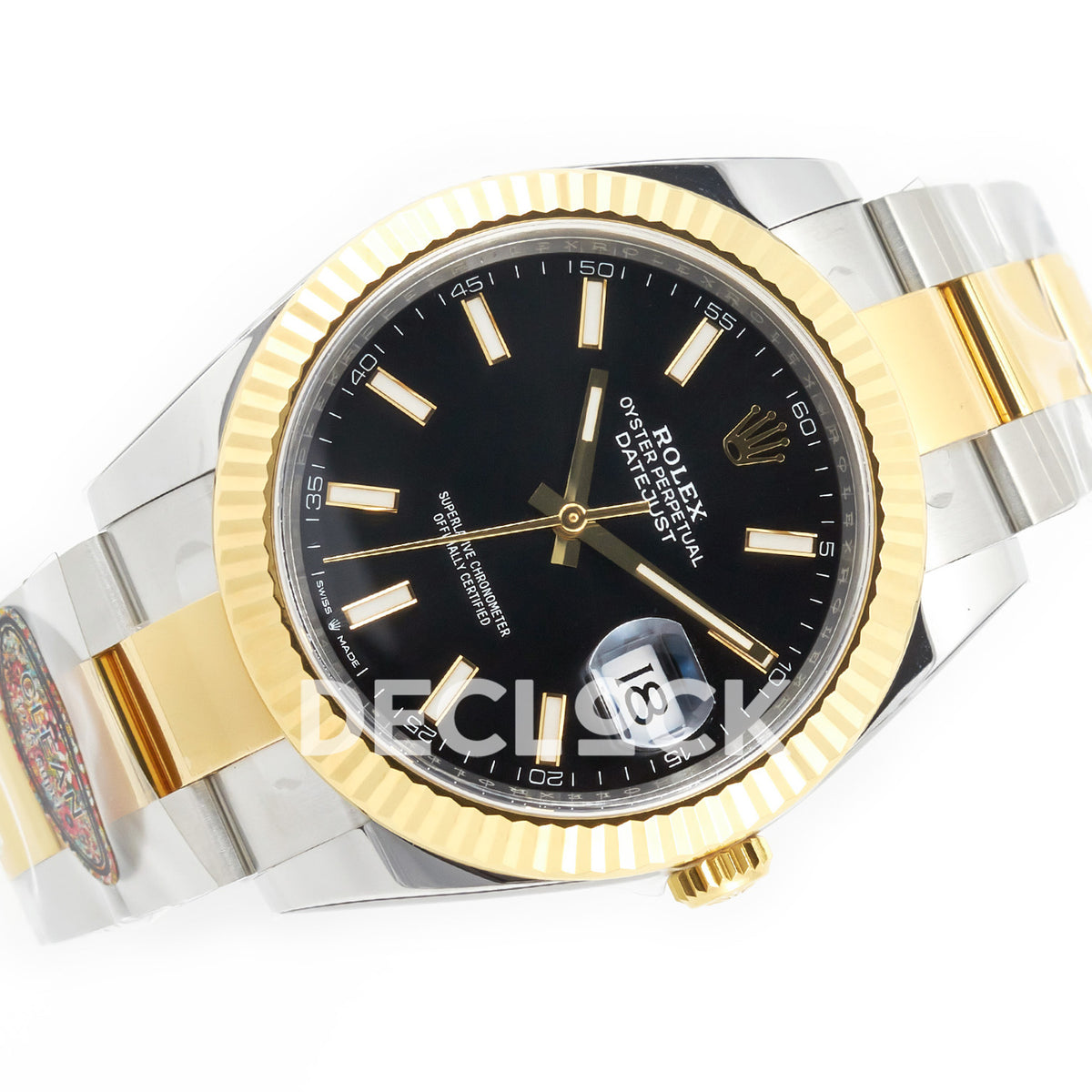 Rolex Datejust 41 Black Yellow Gold Clean Oyster — Οριζόντια όψη καντράν