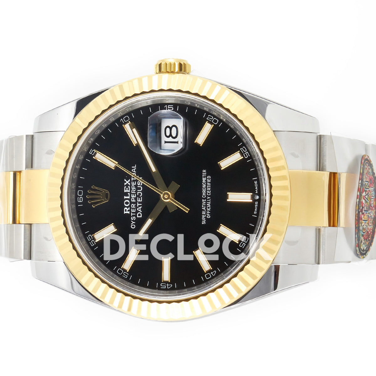Rolex Datejust 41 Black Yellow Gold Clean Oyster — Ολόκληρο ρολόι με μπρασελέ
