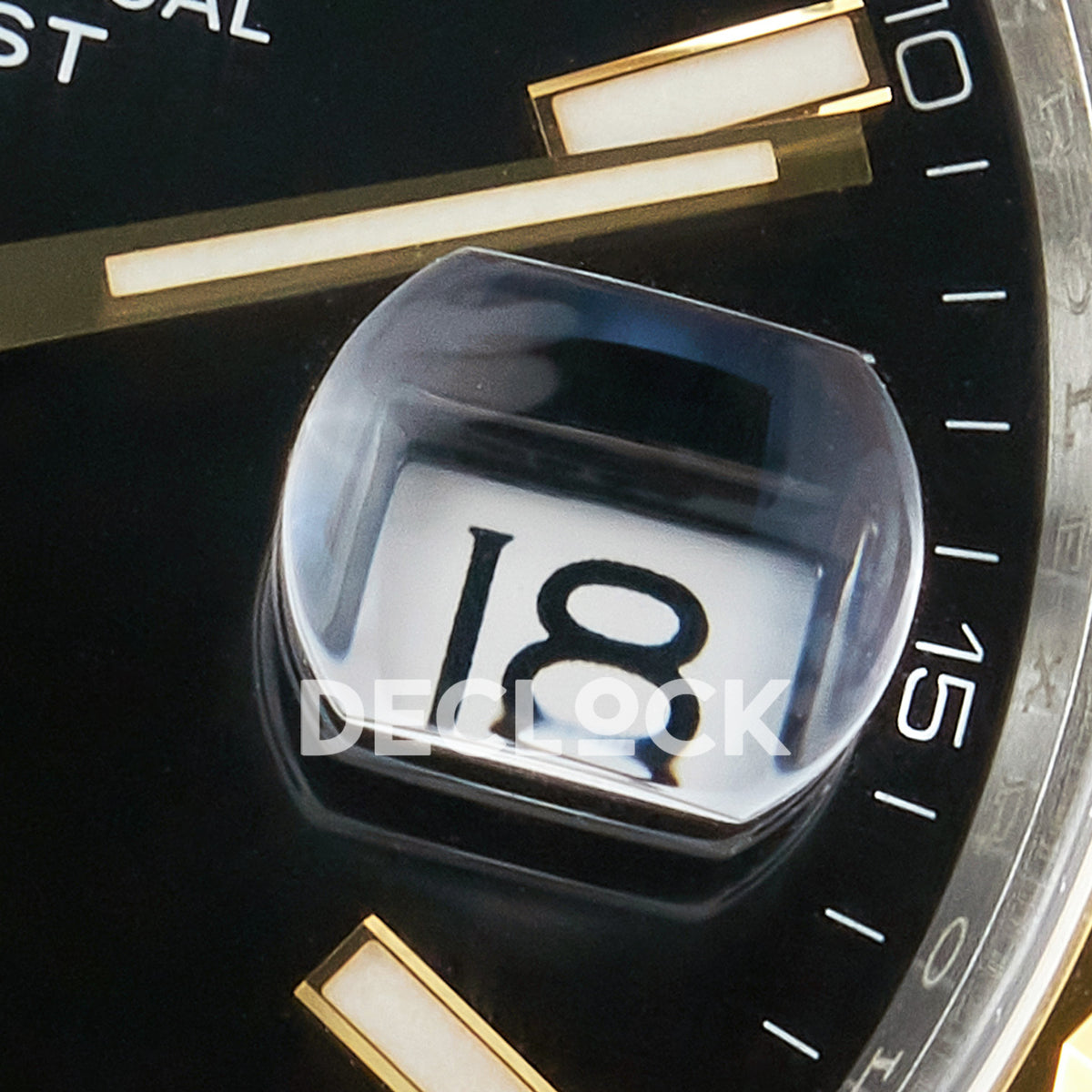 Rolex Datejust 41 Black Yellow Gold Clean Oyster — Μεγεθυντικός φακός ημερομηνίας