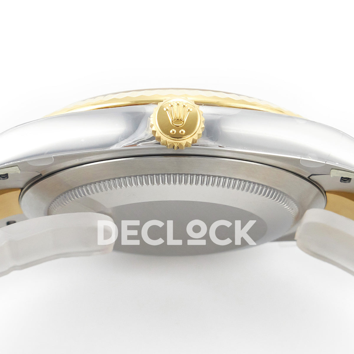 Rolex Datejust 41 Black Yellow Gold Clean Oyster — Προφίλ κάσας και κορώνα